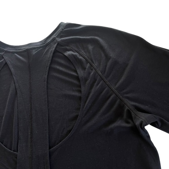 Under Armour Women L Black Supreme Open Back Loose Long Sleeve Athletic Top Chic - Picture 8 of 14